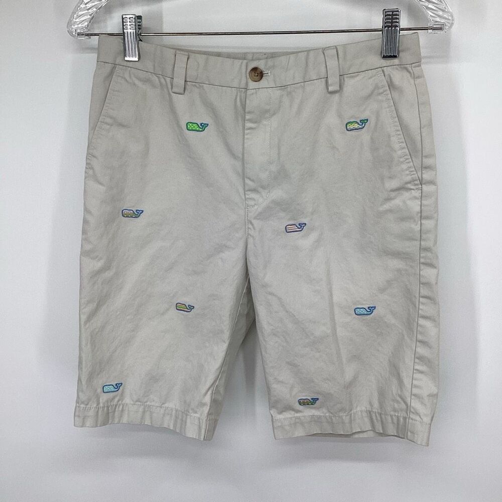 Boys Vineyard Vines Cotton Breaker Embroidered  Whale Shorts 14‎ stone